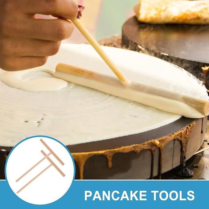 Garneck 2pcs Wooden Pancake Rake Spreading Tool for Making Omelets and Pancakes, Sturdy Khaki Wood Kitchen Utensil for Home Cooking and Breakfast Preparation - Image 7