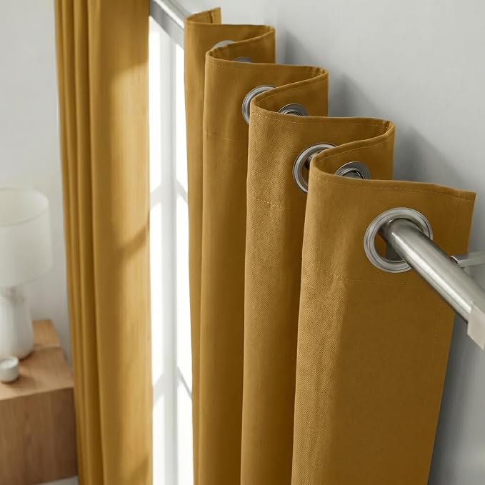 Urban Villa Cotton Grommet Curtains 50x84 (2 Panels) Yellow - Image 7