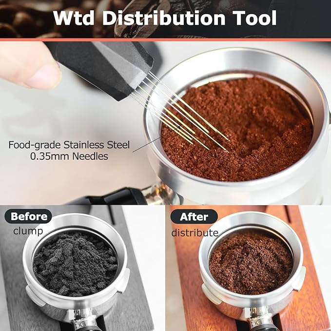 58mm Espresso Accessories Kit, Coffee Distributor and Espresso Tamper, Wdt Espresso Distribution Tool and Dosing Funnel Set for 58 mm Espresso Coffee Machines Portafilter (58mm)