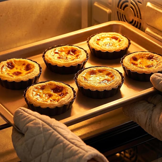 18 Packs Mini Tart Pans 3 Inch, Carbon Steel Egg Tart Molds with Removable Bottom & Nonstick Coating – Round Fluted Quiche Pans for Pie, Cheesecake, Muffins, Desserts (Black) - Image 4