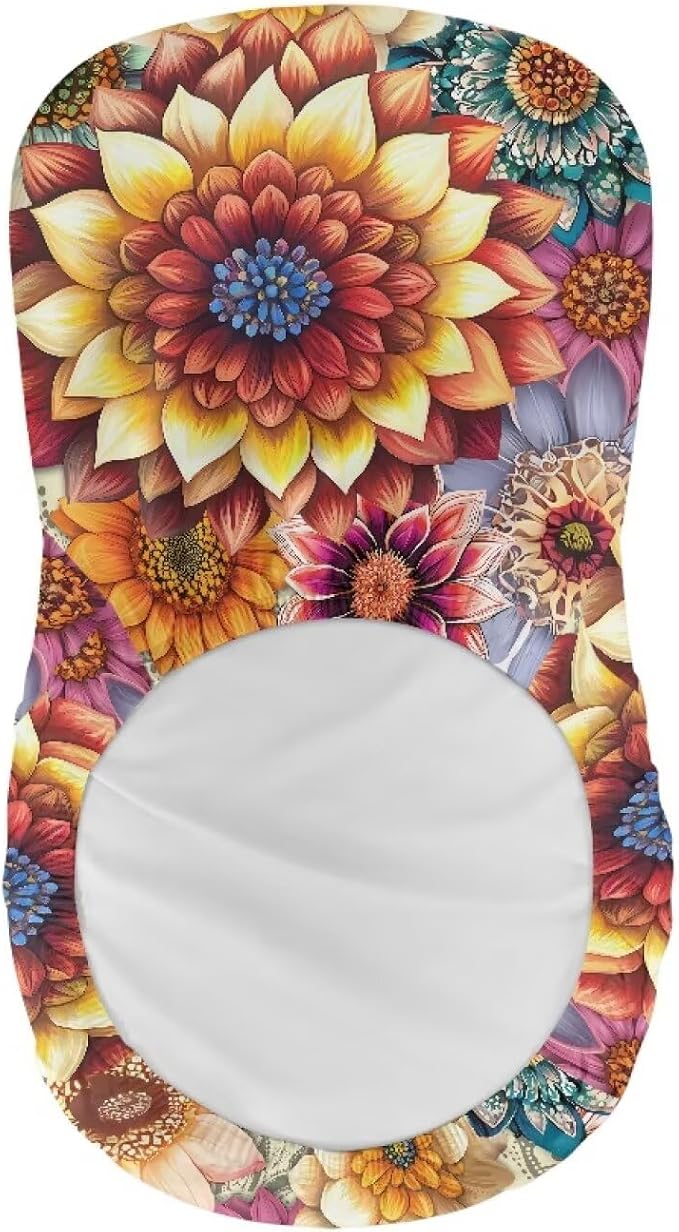 Bohemian Flowers Pattern Bar Stool Covers, 2 Pcs Bar Stool Covers with Backs Washable Soft Decorative Dining Chair Covers for Dining Room Cafe Kitchen - Image 5