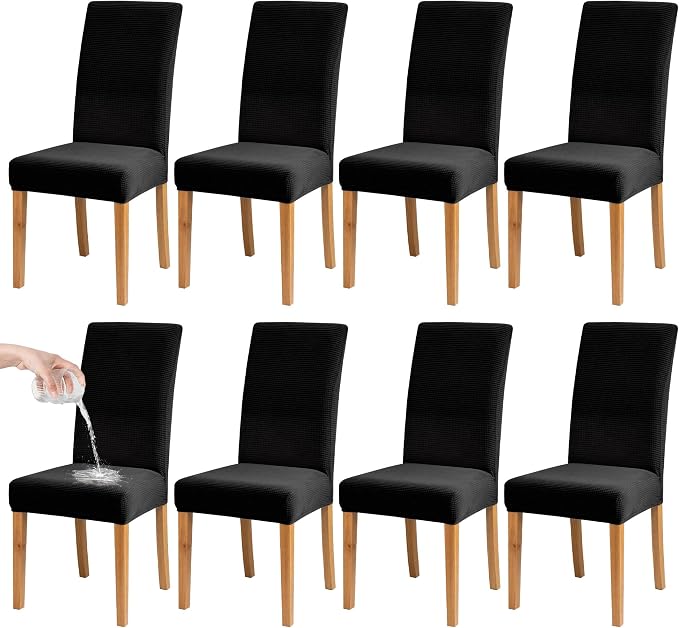 BIETYONE Waterproof Dining Chair Covers, Stretch Seat Protector, Washable | 8 Pack, Waterproof, Stretch Fit, Washable, Spill Resistant, Soft, Dining Chair Covers, Seat Protector by BIETYONE