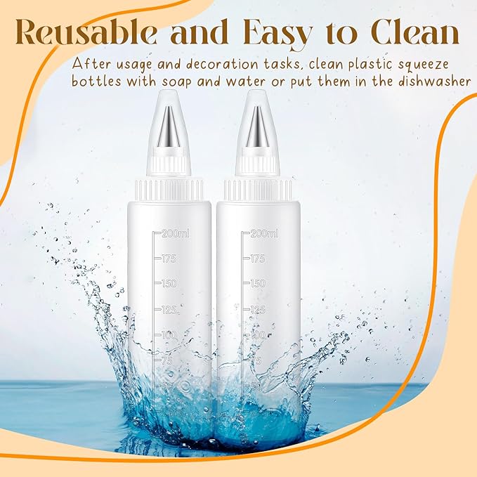 4 Pcs Plastic Squeeze Bottles for Cookie Icing Bottle Decorating Supplies Squeezing Applicator Writer for Food Coloring Frosting Pancake Arts(8 oz)