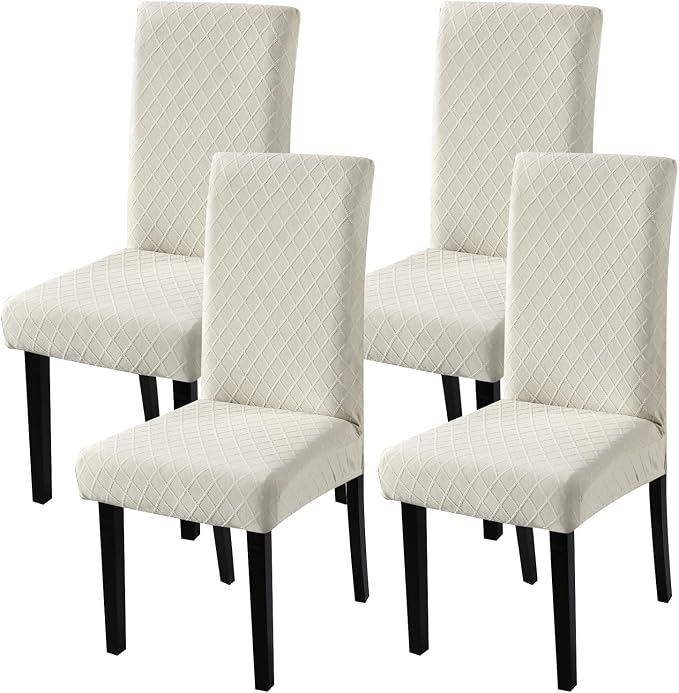 Fuloon 4 Pack Super Fit Stretch Removable Washable Short Dining Chair Protector Cover Seat Slipcover for Hotel, Dining Room, Ceremony, Banquet Wedding Party by Fuloon