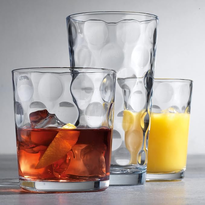 Home Essentials & Beyond Glassware Set 18 Piece Mixed Drinkware Set. 6 Highball Tumblers-17 oz., 6 Rock Whiskey-13 oz., and 6 Juice-7 oz. All Size Glass Cups Drinking Glasses. (Design on Inner Glass) - Image 6