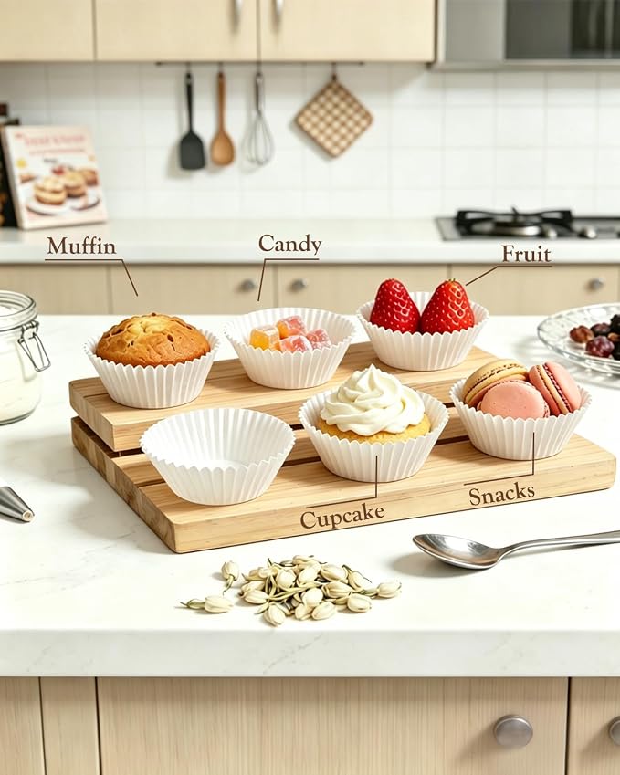 700 Count White Cupcake Liners - Greaseproof Muffin Baking Cups, 2 Inch | Non-Stick, Disposable Muffin Liners — Hold Cupcakes, Muffins, Desserts & Nuts for Parties, Weddings and Birthdays - Image 6