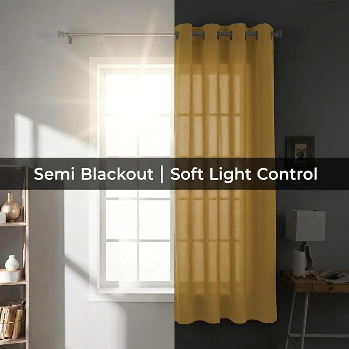 Urban Villa Cotton Grommet Curtains 50x84 (2 Panels) Yellow - Image 6