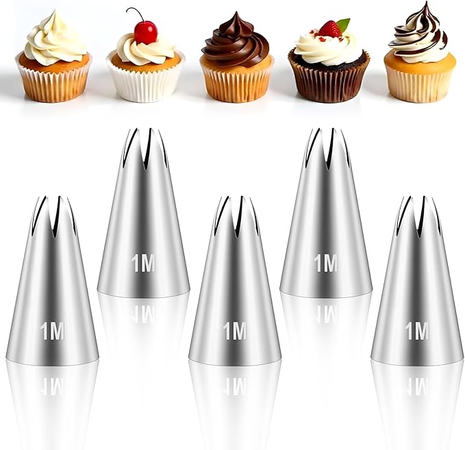 5Pcs 1M Cake Piping Tips, Cake Decorating Tips Seamless Icing Tipss Cupcake Piping Tipss Baking Tools for DIY Art