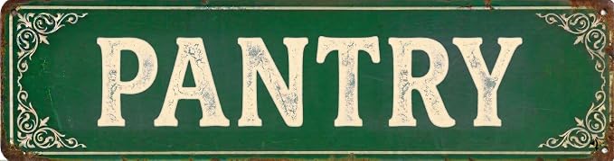 Pantry Aluminum Metal Sign, Vintage Farmhouse Wall Decor for Pantry Door, Food Storage Room, Kitchen Organization, Rustic Home Decor,15X4inch by MOSM