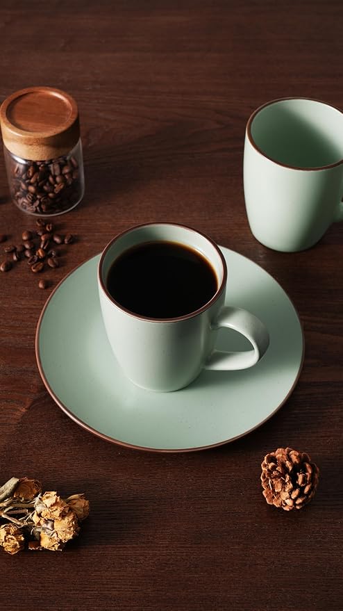 famiware Venus Coffee Mugs for 8, 13 oz Mug Set, Dringking Cup with Handle for Coffee, Tea, Cocoa, Milk, Light Green - Image 6