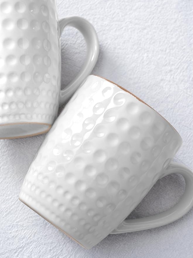 famiware Coffee Mugs Sets for 4, 12 oz Mug Set, Coffee Cups with Handle for Coffee, Tea, Cocoa and Milk, Microwave and Dishwasher Safe, White Circle (Pack of 2) - Image 4
