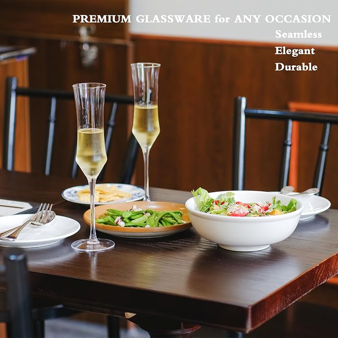 Champagne Flutes Set of 6 - Hand Blown Crystal Champagne Glasses With Long Stem - 7 oz Elegant Sparkling Wine Stemware - Unique Gift for Birthday,Wedding,Father's Day,Housewarming - Image 6
