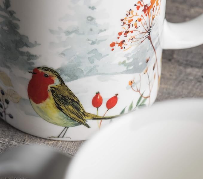 Maison d' Hermine Coffee Mug with Handles Tea Cups (12 Ounce, Pack of 2) | Fine Bone China Coffee Mugs for Hot Beverages Cappuccino Latte Home Restaurant Hotel Spring Summer -Morzine - Image 7