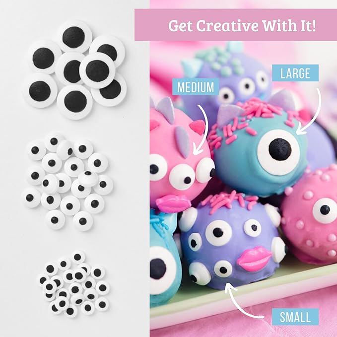 Sweets Indeed Halloween Eyeball Tacklebox – 2.53 oz Assorted Candy Eyeballs for Baking & Decorating – 18mm, 10mm & 3mm Edible Eyes for Cookies, Cupcakes & Cakes