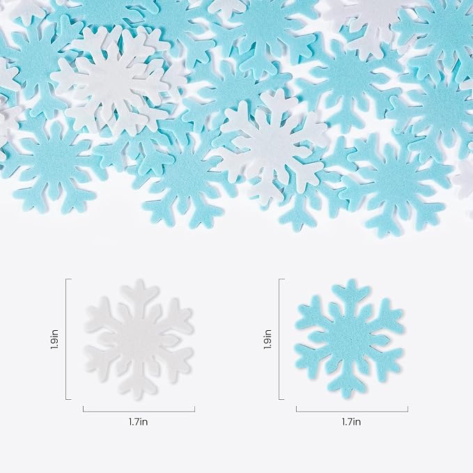Edible Snowflakes for Cake Decorating, 50 Pcs Edible Wafer Paper Snowflake, Frozen Cake Toppers for Baby Showers, Frozen Theme, Winter Party, Christmas(Blue and White) - Image 3