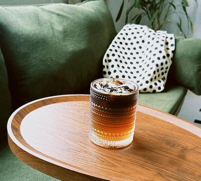 Hobnail Drinking Glasses Set of 6, 10 oz, Cocktail Glasses Vintage Glasses Drinking Set Glass Cups Mixed Drinkware Set Vintage Glassware Set for Juice, Cocktail, Whisky, Soda, Beverages. Clear - Image 6
