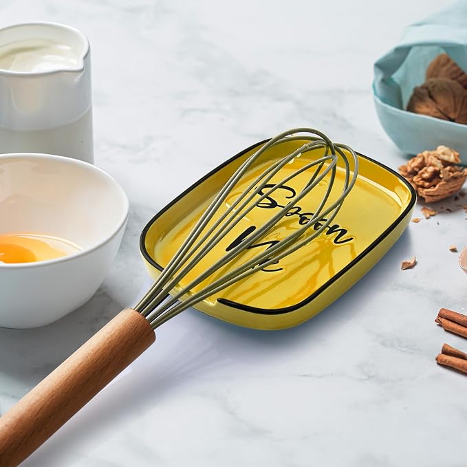 Yellow Spoon Rest for Stove Top, Ceramic Large Spoon Holder, Spoon Rest for Kitchen Counter, Heat-Resistant Cooking Utensil Rest, Yellow Kitchen Decor and Accessories - Image 6