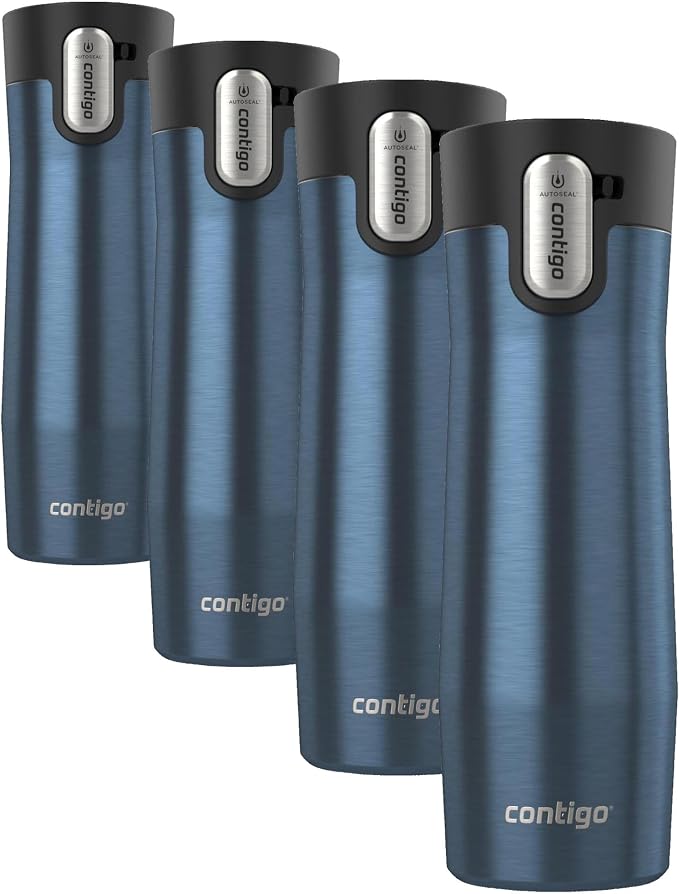 Contigo Travel Mug, Vacuum-Insulated Stainless Steel | AUTOSEAL Technology | Easy-Clean Lid | 20 oz | 2-Pack, Pack of 4 by Unknown