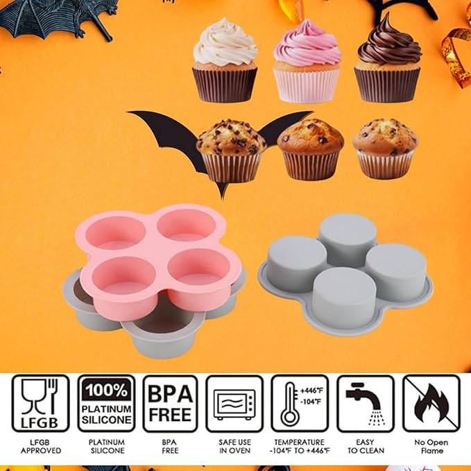 2Pcs Molds Silicone for Chocolate,8 Cavities Cylindrical Holiday Chocolate Molds, Pink and Grey Chocolate Candy Molds for Cake Soap Pudding Jelly Making