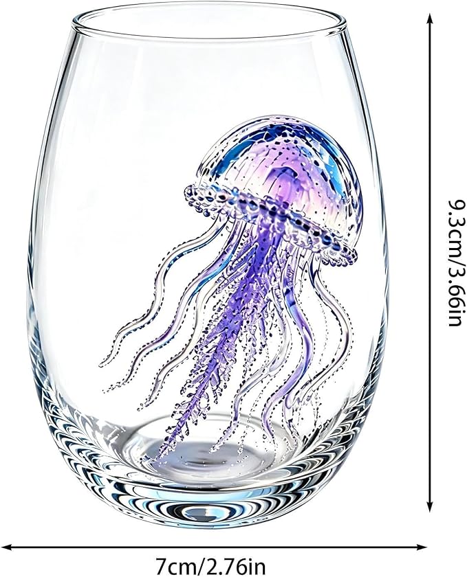 3D Octopus Glass Drinking Cup, Marine Animal Stemless Tumbler | Hand-Blown 3D Blue Ring Octopus Stemless Glass, Novelty Marine Life Drinking Tumbler, Beach Giftt - Image 6