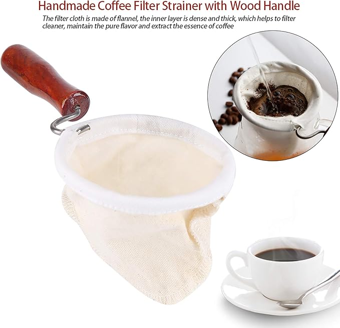 Reusable Washable Coffee Cloth Filter Handmade for Pour Over Coffee Dripper (S)