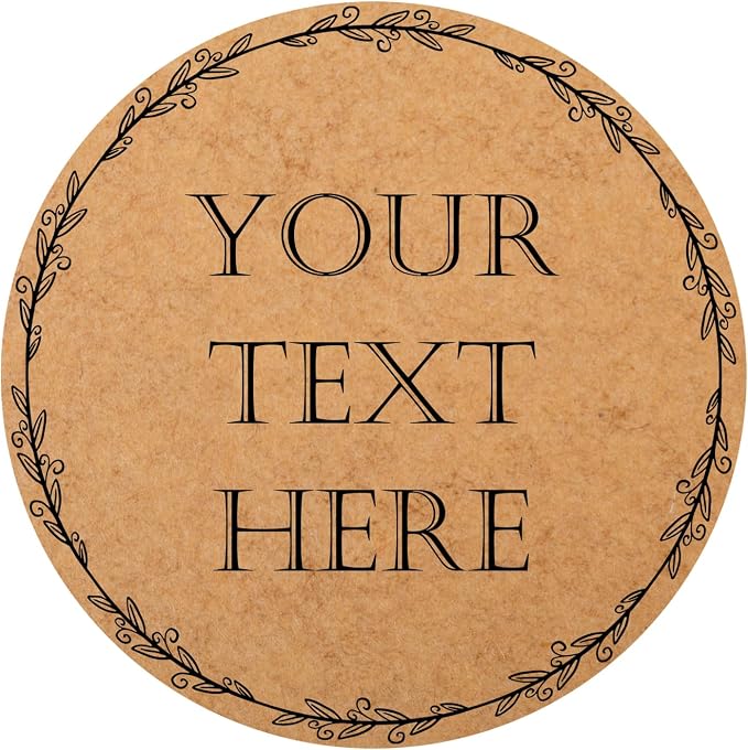 100-1000 Pcs Kraft Custom Sticker Labels Round Customized Labels Wreath Designs Personalized Stickers for Food Jars Gift Essential Oil Bottles Storage Bins(Kraft Paper 3) by Unknown