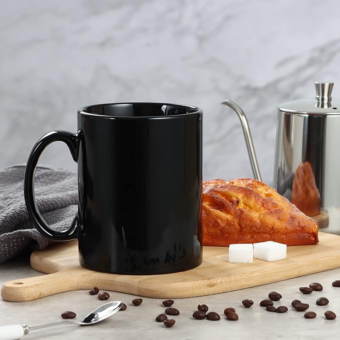 Large Coffee Mugs, 22 OZ(650ml) Extra Coffee Mug Set of 2, Smooth Ceramic Boss Cups, Big Capacity and Large Handle, for Dad Men, Black - Image 6