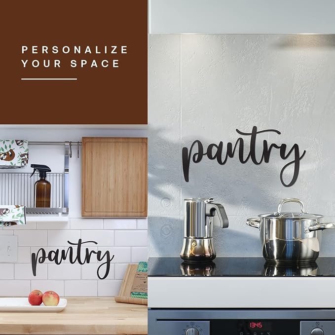 Pantry Word Sign Metal Wall Decor - 15"X8" Black Modern Pantry Decor Farmhouse Metal Large Pantry Sign for Hanging Any Kitchen Wall Art Decor - Image 7