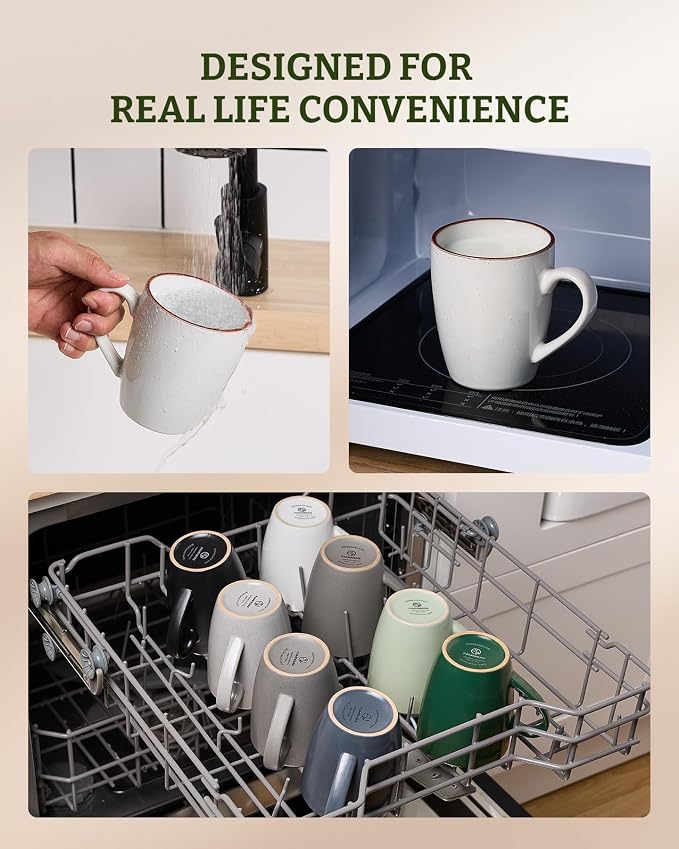 famiware Venus Coffee Mugs for 4, 13 oz Mug Set, Dringking Cup with Handle for Coffee, Tea, Cocoa, Milk, White - Image 5