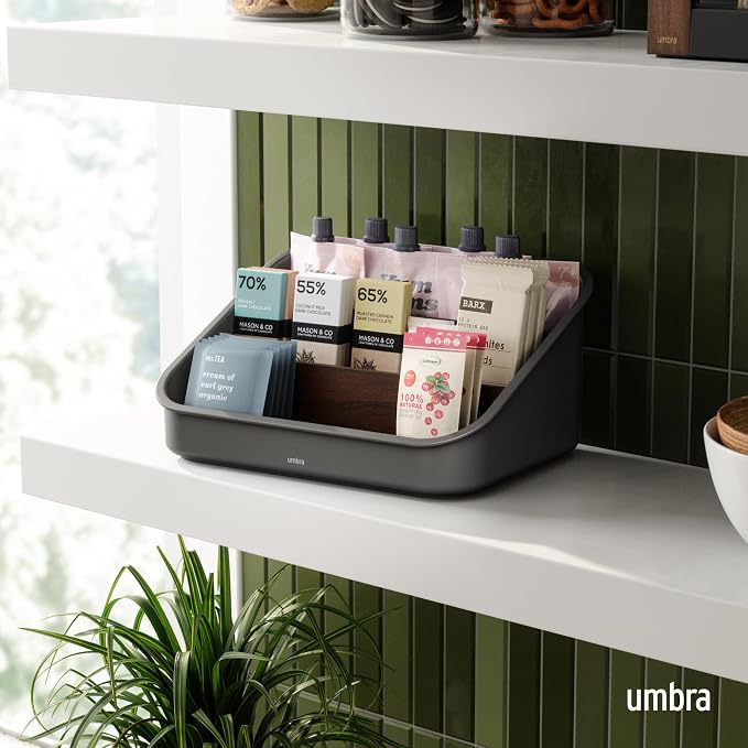 Umbra Bellwood Packet Organizer, Plastic and Wood, Walnut/Black - Image 2