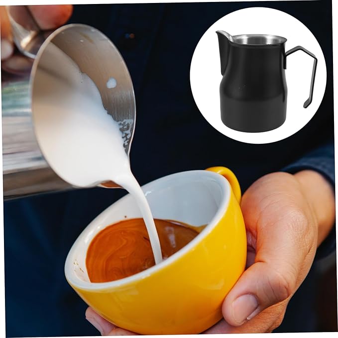 Stainless Steel Milk Frother Pitcher Thickened Metal Milk Frothing Cup with Precision Spout for Espresso Machine Accessories Coffee Bar Tool for Latte Art and Steaming