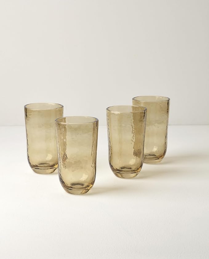 Lenox Homespun Amber Tall Highball Glasses, 20oz, Set of 4 | mouth-blown glass, amber hue, dishwasher safe | artisanal drinkware for gatherings | 6 inch, 20oz, gift for women - Image 3
