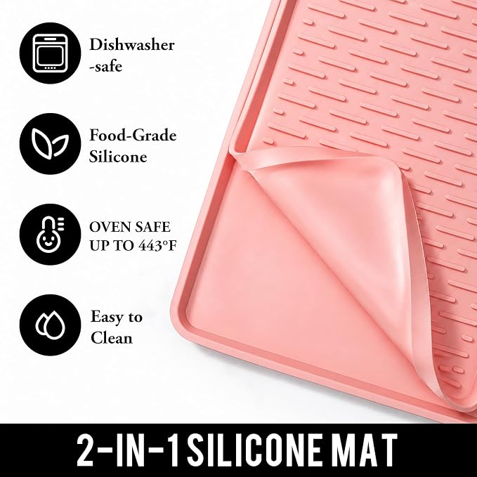 2 In 1 Extra Large 16"x28" Silicone Coffee Bar Mat Accessories for espresso Machine Detachable Dish Drying Rug Heat Resistant Kitchen Cafetera Barista Items Pink Room Decor Funny Cut Girls Gifts - Image 2