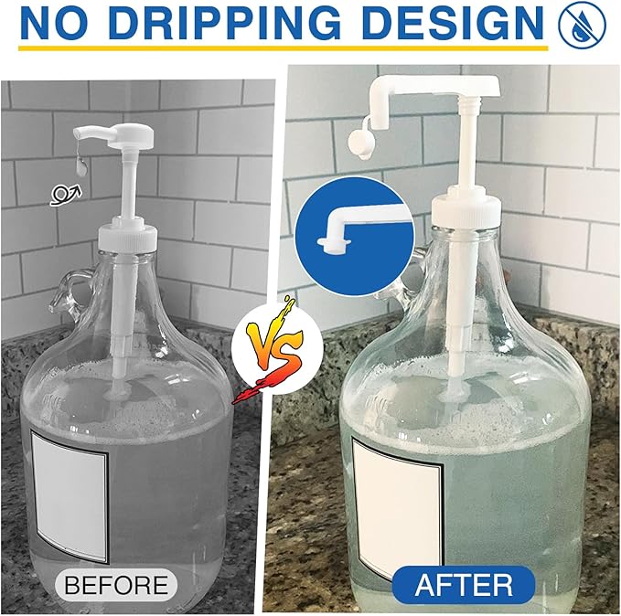 8Pcs Gallon Jug Pump Dispenser, 38-400 Leak Proof Pump for Gallon Jug - Lotion Shampoo Pump Cap Included, Fits 1 Gallon Bottle 64oz 128oz Shampoo Laundry Detergent Containers