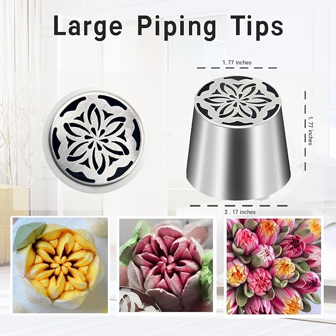 Russian Piping Tip, Extra Large Russian Piping Flower Nozzles, Flower Tips for Cake Decorating for Cake Decorating Icing, Cream Bouquet DIY Cookies, Desserts Baking Tools