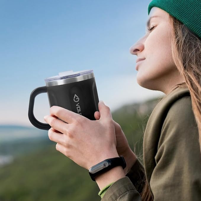 Stainless Steel Coffee Mug with Handle, 16 oz Double Wall Vacuum Insulated Travel Mug Tumbler With Slider Lid, Great Tea Mug for Men and Women (Black) - Image 5
