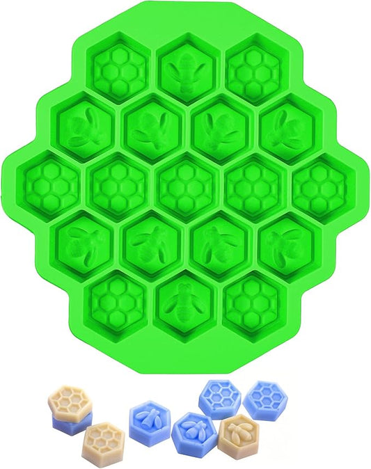 19 Cavity Honeycomb Silicone Mold, Food Grade Bee Silicone Baking Mold, Non-Stick Gummy Molds for Chocolate, Candy, Jelly, Ice Cube, Soap Making (Green) by Unknown