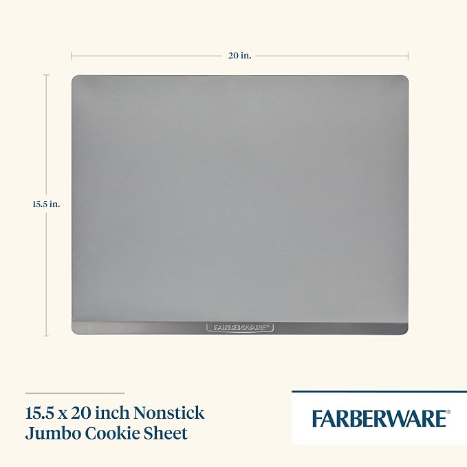 Farberware GOLDEN BAKE Nonstick Jumbo Cookie Sheet, Cookie Sheets for Baking Nonstick, 15.5-Inch x 20-Inch, Light Gray - Image 2