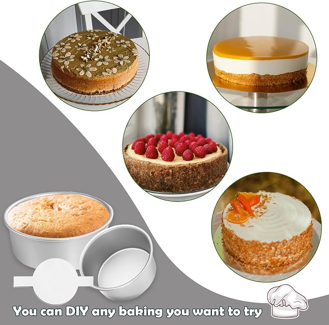 8 Inch Cake Pan Set of 2,Aluminum Round Layer Cake Baking Pans,No Coating Cake Pans Cake Mold, Mirror Finish Dishwasher Safe Cake Pans Sets for Baking - Image 5
