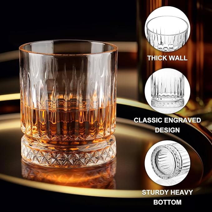 Whiskey Glasses Set of 6, 11oz Old Fashioned Cocktail Glasses, Lead-free Crystal Scotch Bourbon Glass, Whiskey Tumblers for Scotch Bourbon - Image 5