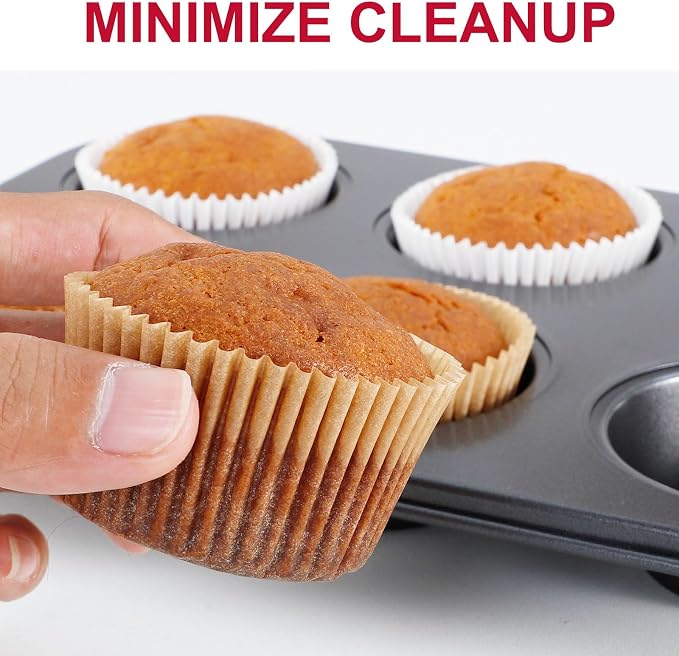 Caperci 300pcs Mini Cupcake Liners for Baking - Greaseproof Paper Muffin Baking Cups for Wedding Birthday Party Baby Shower Festivals (Natural) - Image 5