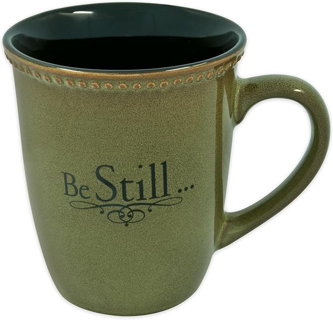 Christian Art Gifts Sage Green Stoneware Coffee Mug – 13 oz. Microwave and Dishwasher-safe Lead-free Inspirational Scripture Coffee and Tea Mug for Men & Women with Bible Verse: Be Still – Psalm 46:10 by ChristianArtGifts