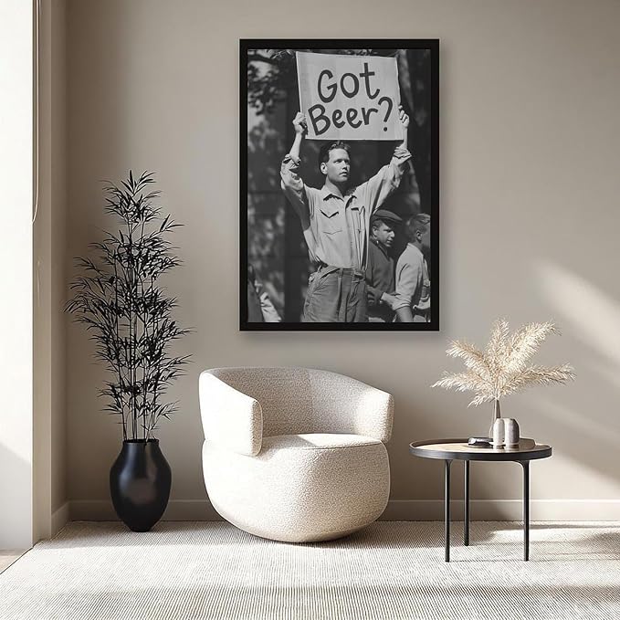 UXCBIA Black And White Beer Protest, Speakeasy, Retro Prohibition Poster Canvas Poster Bedroom Decor Sports Landscape Office Room Decor Gift Black Frame 20x30in(50x75cm) - Image 8