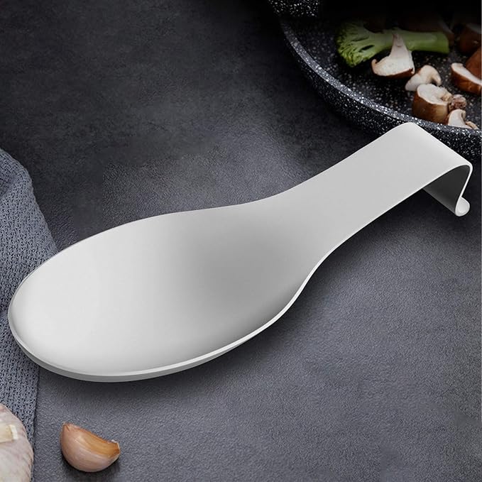VanlonPro Stainless Steel Spoon Rest, Spatula Ladle Holder, Stainless Steel Utensil Spoon Rest Holder, Brushed Finish, Dishwasher Safe 9.8 x 3.7 Inch (Silver 1PC) - Image 4