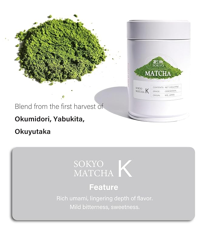 SOKYO ceremonial matcha powder series powdered green tea Japanese matcha (3.52oz / 100g, Mie Ceremonial K)