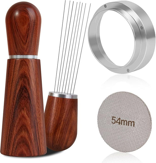 54mm Espresso Accessories Kit, WDT Tool, Dosing Funnel and Puck Screen Set, 316 Stainless Steel Needle Coffee Distribution Stirrer Fits Breville 54 mm Espresso Machines and Portafilter