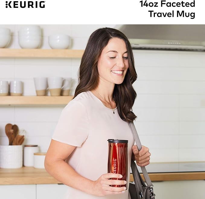 Keurig Coffee Travel Mug, Fits Under Any Keurig K-Cup Pod Coffee Maker, 14 oz, Red - Image 6