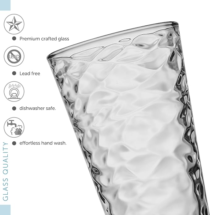Biscayne 24-Piece Family Drinking Glasses Set - Drinking Glassware Set with Highball Cooler, DOF (Double Old Fashioned), Juice Glasses and Shot Glasses - 6 Each - Image 4