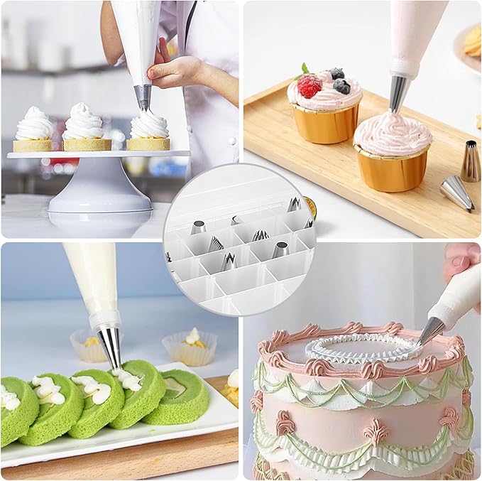 Piping Tip Organizer Box, 36 Grids Storage Container with Adjustable Dividers, Made with Clear Plastics, Compartment Container for Cake Decorating Tools, Baking Tools, Jewelry, Beads and Small Crafts
