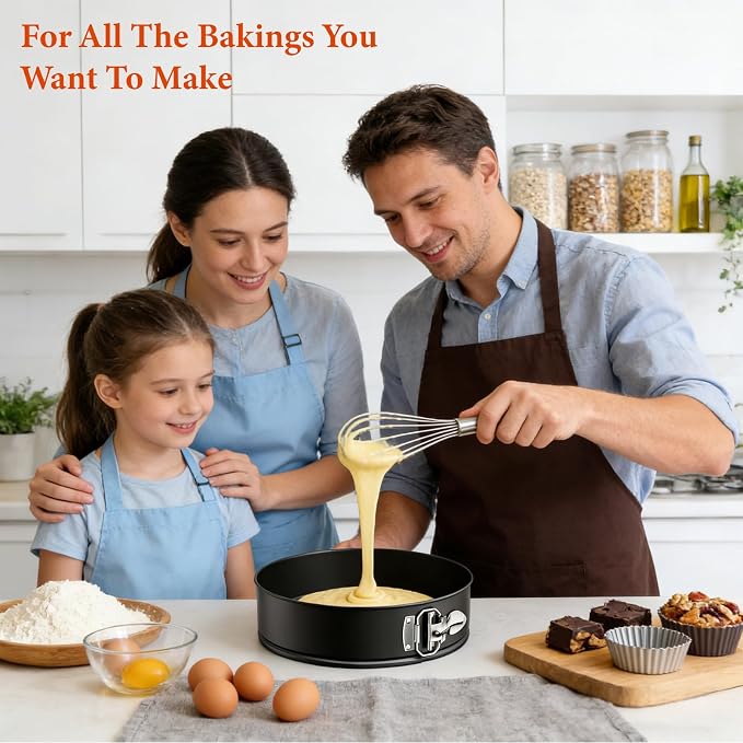 COOLMI 9 Inch Springform Pan, Nonstick Cheesecake Pan with Removable Bottom, Leakproof Pan for Baking Pie Cake Pizza and Quiches - Image 8